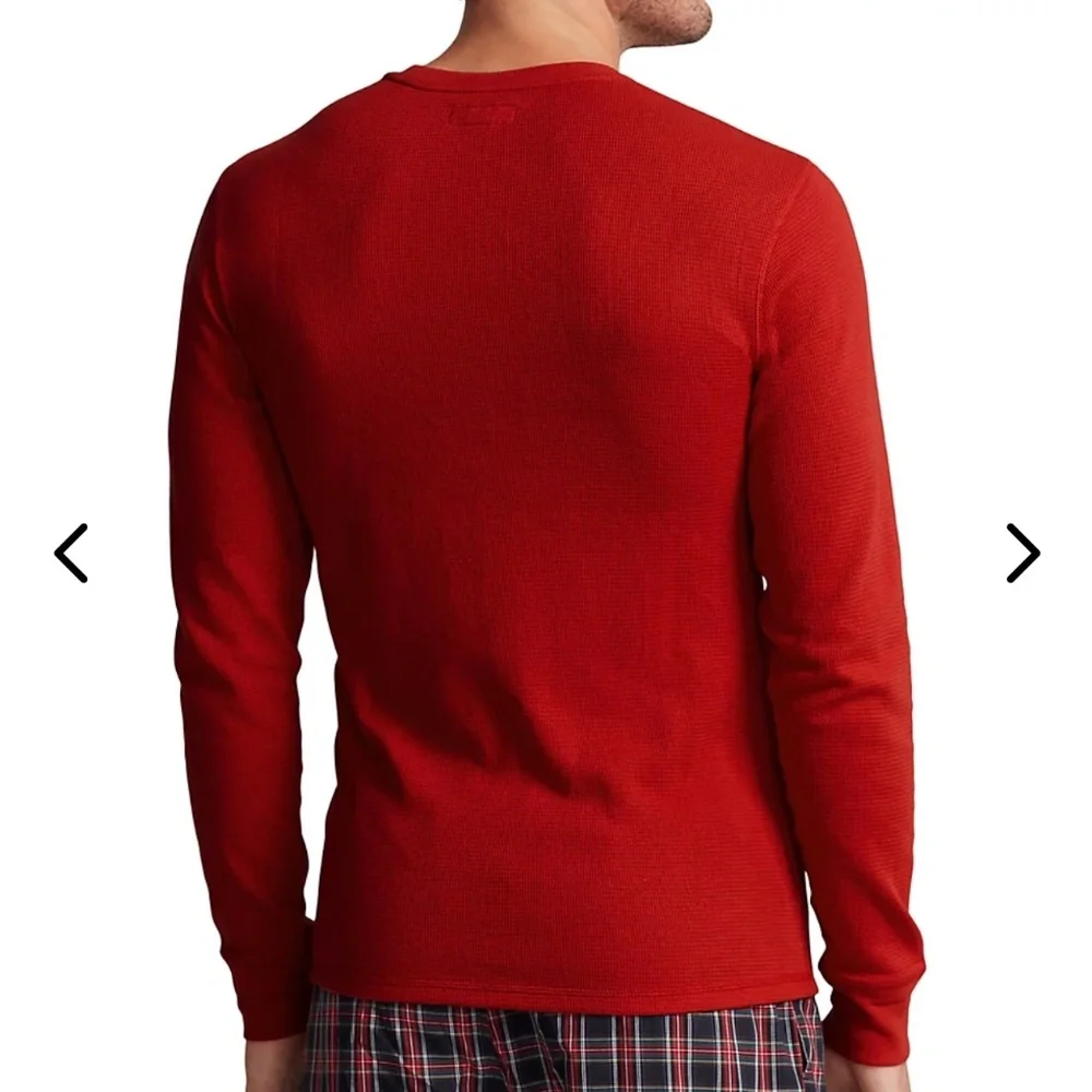 Polo Ralph Lauren Men's Red  Waffle Knit Thermal Crew-Neck Long Sleeve Sz XL